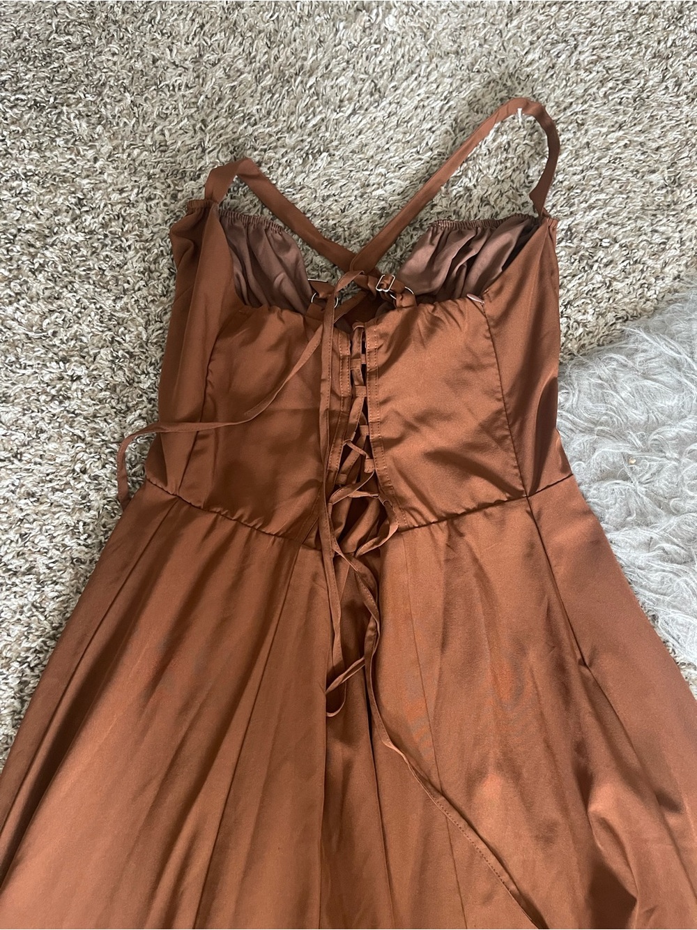 Brown Square Neck Cottagecore Milk Maid Midi Dress - Picture 7 of 9